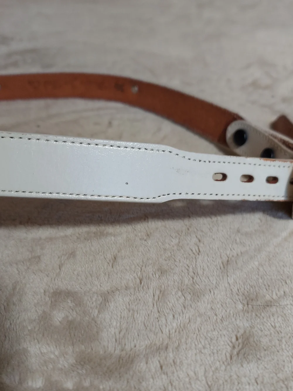 Vintage Brazos Joe White Leather Heart Buckle Belt Western Boho